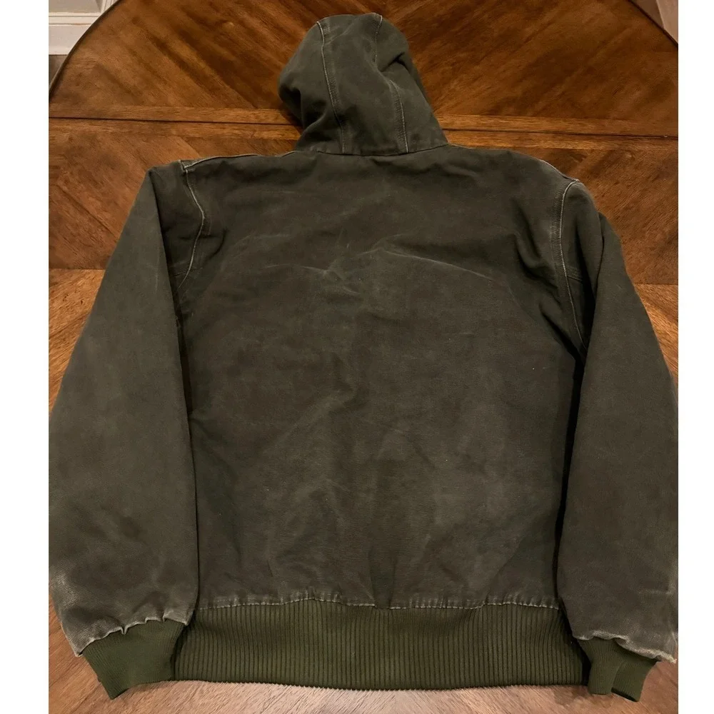 Carhartt J130 MOS Moss Green Sandstone Duck Active‎ Jacket Hooded Mens 2XL Tall